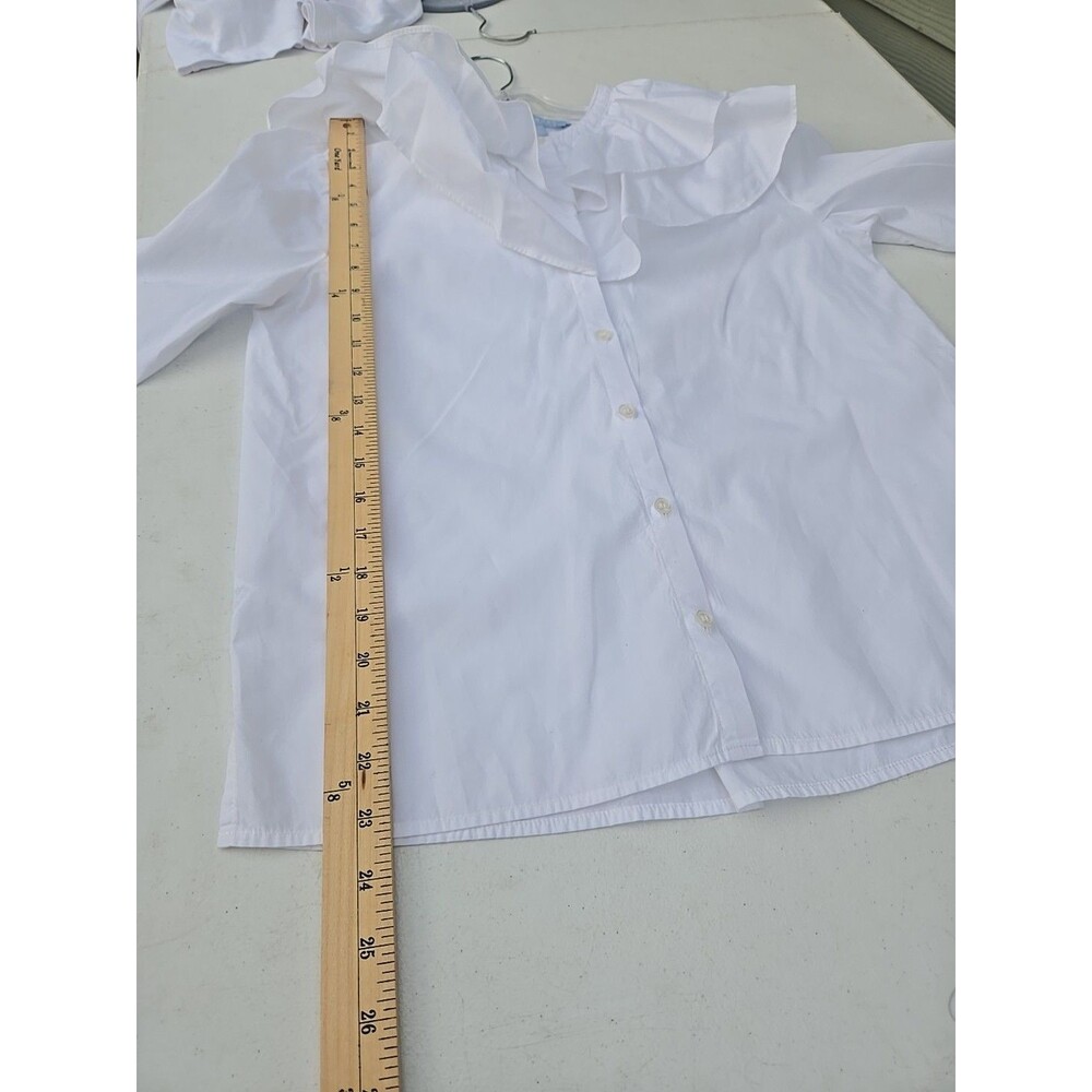 Hill House Home White Ruffle Collar Blouse XS Cotton Button Front Top - Picture 8 of 11